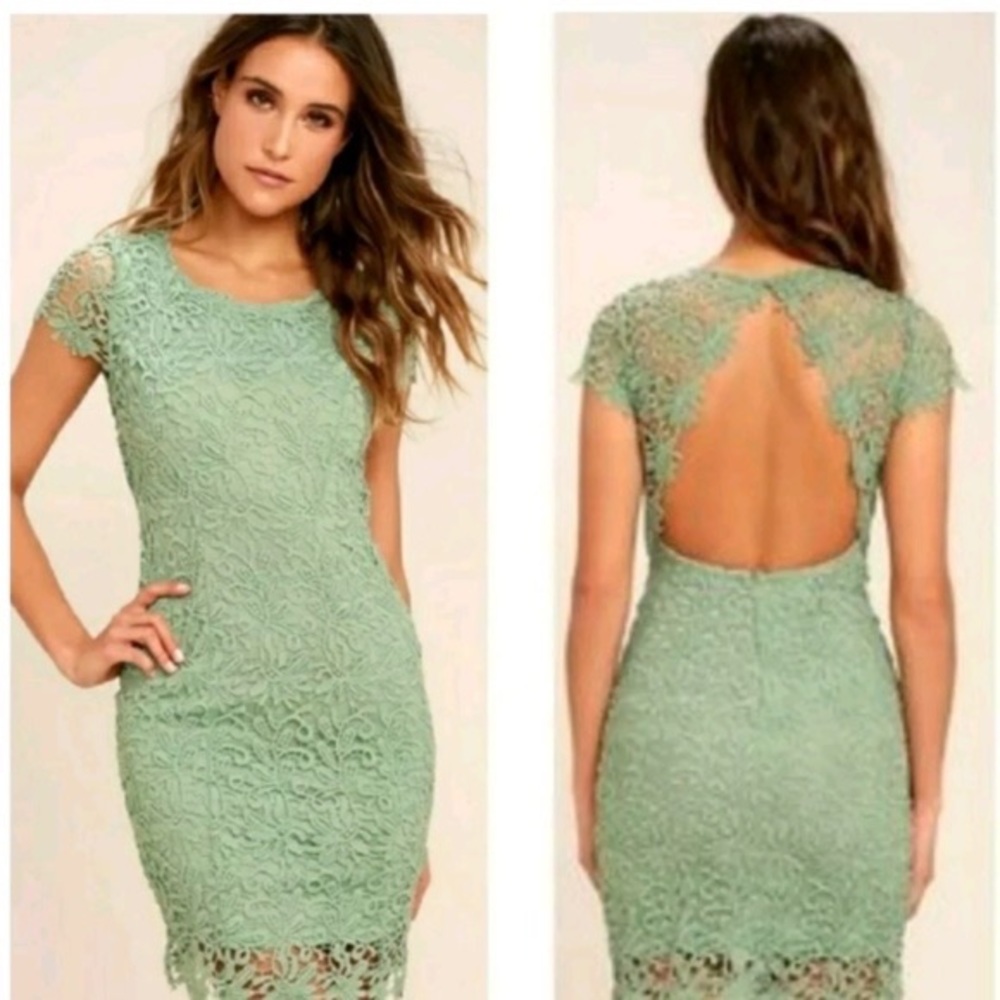 Lulu’s Hidden Talent (Large) Backless Lace Dress
